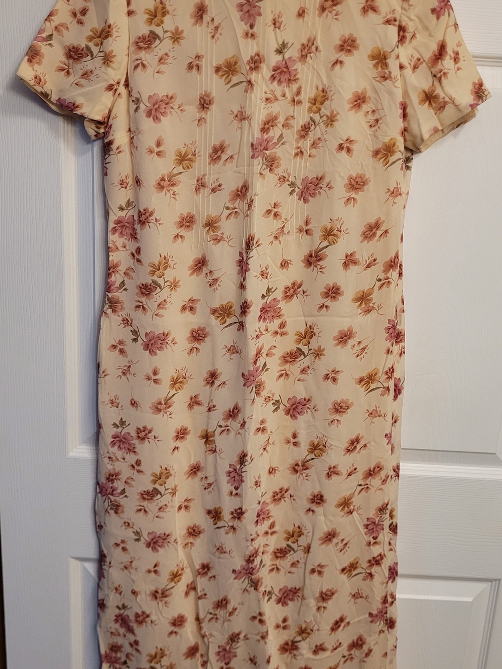 Vintage Talbots Cream Floral Short Sleeve Maxi Dress Sz. 6